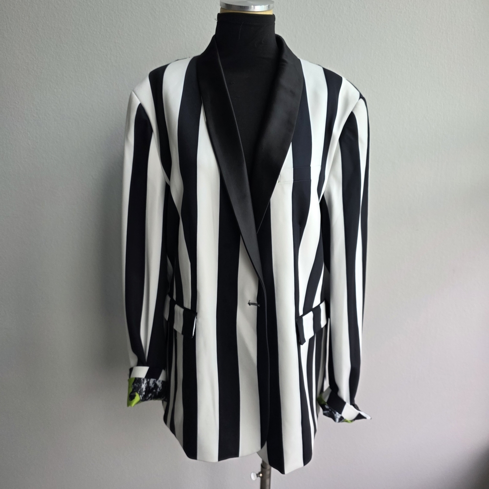 Black and White Striped Blazer